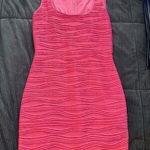 Guess Vibrant Pink/Coral Textured Mini Dress